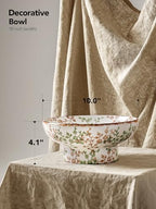 LE TAUCI 10" Ceramic Decorative Bowl, Key Bowl for Entryway, Handcrafted Sturdy Pedestal Bowl, French Country Fruit Bowl for Kitchen Counter, Centerpiece, Vine Green - Image 3