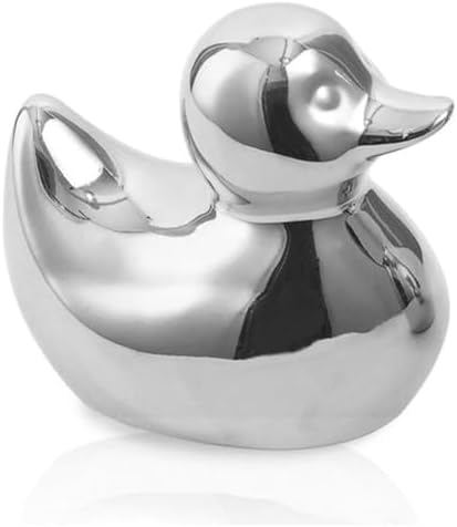 Home Decor Silver Ceramic Duck Figurines, Home Decor Animal Sculptures and Statues Handmade Artware Decor, Mini Duck by TQUPT