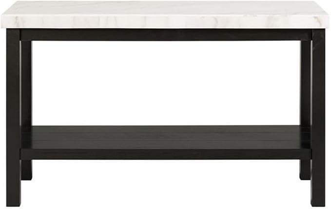 Picket House Furnishings Evie Wood Frame & Marble Top Console Table-White/Black - Image 4