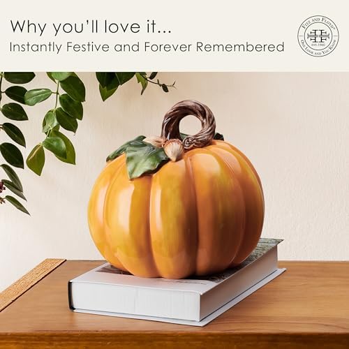 Fitz and Floyd Harvest Halloween Pumpkin Ceramic Figurine, 7.5 inch - Image 3