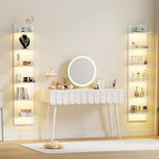 Qupui 6-Tier Wall Shelf with RGB LED, 57" Floating Storage, White - Image 3