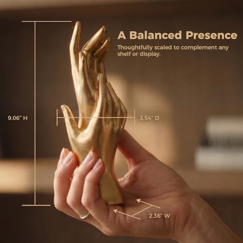 Hand Sculpture, Gold Resin Statues for Home Decor, Shelf Accent - Image 6