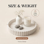 11-Inch Concrete Round Tray Home Decor for Coffee Table Decor - Round Coffee Table Tray - Circular Kitchen Island Trays - Decorative Trays- White - Image 3