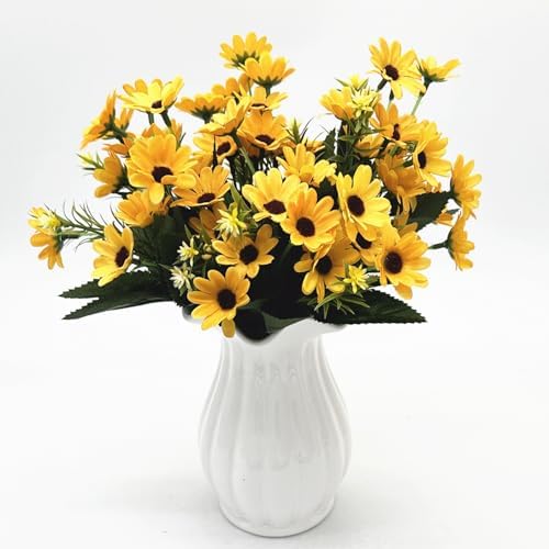 Artificial Daisy Flowers, Fake Silk Flower Marguerite Daisies Shrubs 4 Pack - Image 2