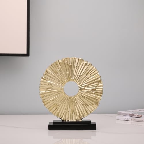 Gold Home Decor Sculpture, Unique Round line Statue, Modern Home Decor, Decorative Panel Statue Gold Decoration for Living Room TV Stand, Office, Bedroom, Dining Table Centerpiece. - Image 4