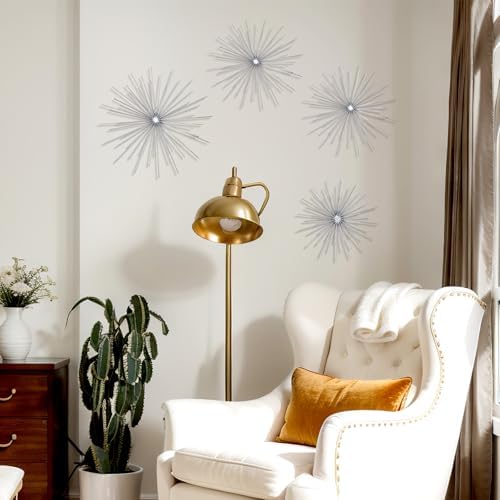 Shimeyao 4 Pcs Silver Starburst Wall Decor, Metal 3D Spike Wall Art Set - Image 6