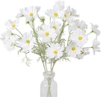 IPOPU White Daisy Flowers Artificial Cosmos 5PCS White Fake Wildflowers 24.5" Silk Flowers with Stems for Home Decor Indoor Artificial Daisies for Wedding Bouquets Floral Craft by IPOPU