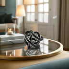 Torre & Tagus Orbit Hand Blown Glass Infinity Knot Sculpture - 3 Inch Glass Art Black Knot Decor Ball for Home Decor, Small Centerpiece Table Decoration for Home Interior (Solid Black) - Image 2
