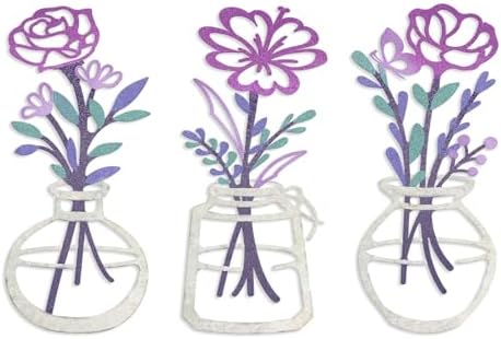ARTINME 3 Pieces Metal Flowers Wall Arts - Rustic Farmhouse Decor Minimalist Flower Wall Decors for Living Room Bathroom Kitchen Bedroom Dining Room - Housewarming Gifts (Purple) by Artinme