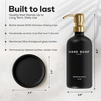 Luxury Glass Hand Soap Dispenser Bathroom Set by Brighter Barns - Refillable Glass Bottle Set - Hand Soap Dispenser for Black and Gold Bathroom Decor, Vacation Rental, Office, Spa, Hotel (Black/Gold) - Image 3
