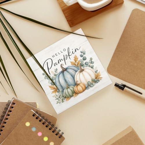 Fall Pumpkin Eucalyptus Botanical Wood Box Sign Desk Decor 5X5 - Image 6