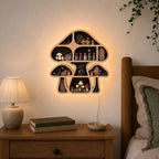 Mushroom Decor Floating Shelves with Lights, Crystal Display Shelf for Wall - Image 2