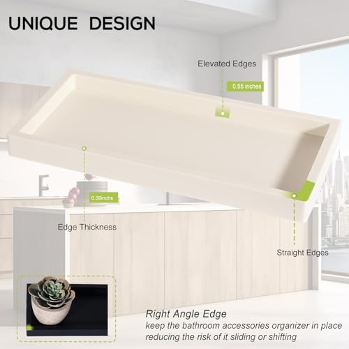 Silicone Bathroom Vanity Tray Dish Soap Holder Sink Organizer, Beige - Image 5