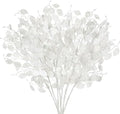 Oairse 8 Pcs Christmas Tree Picks and Sprays White Glitter Christmas Picks 26.8" Christmas Glitter Eucalyptus Leaves Stems for Christmas Tree Filler Branches Wreaths Centerpieces Holiday Decorations by Oairse