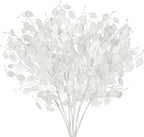 Oairse 8 Pcs Christmas Tree Picks and Sprays White Glitter Christmas Picks 26.8" Christmas Glitter Eucalyptus Leaves Stems for Christmas Tree Filler Branches Wreaths Centerpieces Holiday Decorations by Oairse