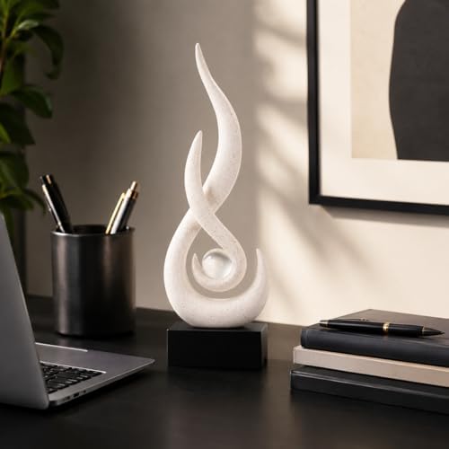 Modern Abstract Art Table Decoration,Resin Flame Statue Modern Centerpiece Ornaments for Living Room Great Gift Idea Home Decor,Collectibles (Beige) - Image 5