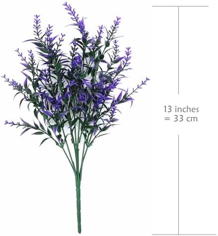 CATTREE Artificial Plants, Plastic Lavender Flowers Fake Plant Simulation Greenery Faux Shrubs Leaves Bushes for Outdoor Indoor Home Garden Office Yard Wedding Decoration Planting Filler Purple 8 Pack - Image 2