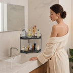 2-Tier Corner Bathroom Counter Organizer for Storage, Black - Image 7