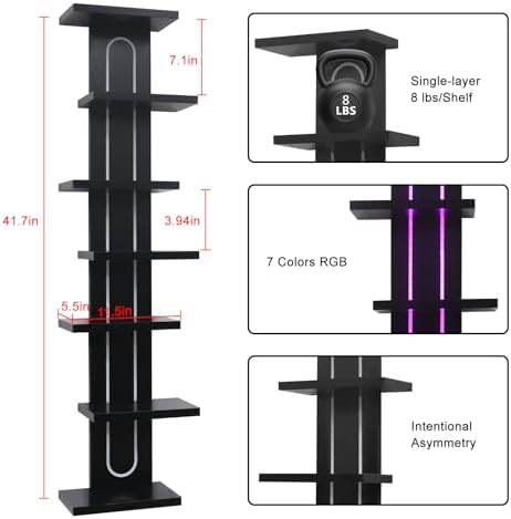 Homaterial 7-Tier Floating Wall Shelves with Lights - Image 3