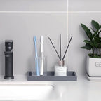 Silicone Bathroom Vanity Tray Dish Soap Holder Sink Organizer, Grey - Image 2