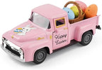 Spring Truck Decor, Pink Egg Bunny Truck Decorations for Home Indoor, Mini Basket Eggs Truck Tiered Tray Decor, Spring Rustic Farmhouse Kitchen Tabletop Decorations for Office by Unknown
