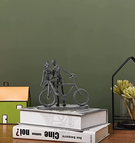 Bike Couple Figurine Statue - Art Metal Sculpture Decor Anniversary - Romantic Gift for Wedding and Anniversary - for Him,Her and Bicycle Lovers, Metal Ornament Couple Statues for Home Decor - Image 4