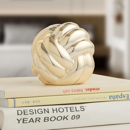 Small Gold Knot Decor, Chain Link Decor, Coffee Table Decor, Book Shelf Decor, Entry Table Decor, Aesthetic Minimalist Decorative Objects for Modern Home Living Room, Desk Decor for Office (Golden) by Lynagert