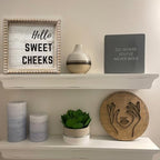 Boho Farmhouse Wooden Framed Bathroom Decor Signs, Funny Restroom Decorative Plaque Small Cute, Toilet Rules Shelf Decoration (Hello Sweet Cheeks) - Image 2