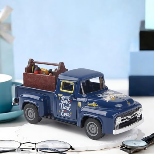 Fathers Day Truck Decor, Best Dad Ever Pickup Truck Tabletop Decoration with Toolbox, Rustic Farmhouse Tiered Tray Decor, Fathers Day Gift for Dad Home Office Desk - Image 2