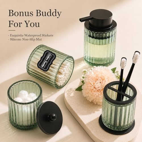 Amolliar Bathroom Accessories Set, Green Glass Complete 4PCS Bathroom Sets - Image 2