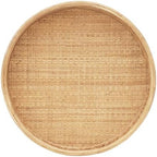 FINECASA Round Rattan Coffee Table, Modern Unique Farmhouse Tray Top Center - Image 6