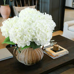 6PCS White Large Silk Hydrangea Flowers, 20 in Full Faux Hydrangea Artificial Flowers with Stems Leaves for Fake Lifelike Spring Bouquets Wedding Party Table Centerpieces Indoor (White) - Image 2