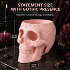 Skull Makeup Brush Holder, Pen Holder, Vanity, Desk, Office Organizer, Stationary, Decor Planter, Candy Bowl, Goth Decorations, Extra Large, Skulls Gothic Skull & Bones Organizer Bathroom (Cloud Pink) - Image 2