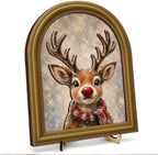 Christmas Decor Vintage Cute Rudolph Reindeer Wall Art Sign Table Decor by Unknown