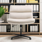 EMIAH Armless Office Desk Chair No Wheels PU-Padded Vanity Mid-Back Ergonomic - Image 6