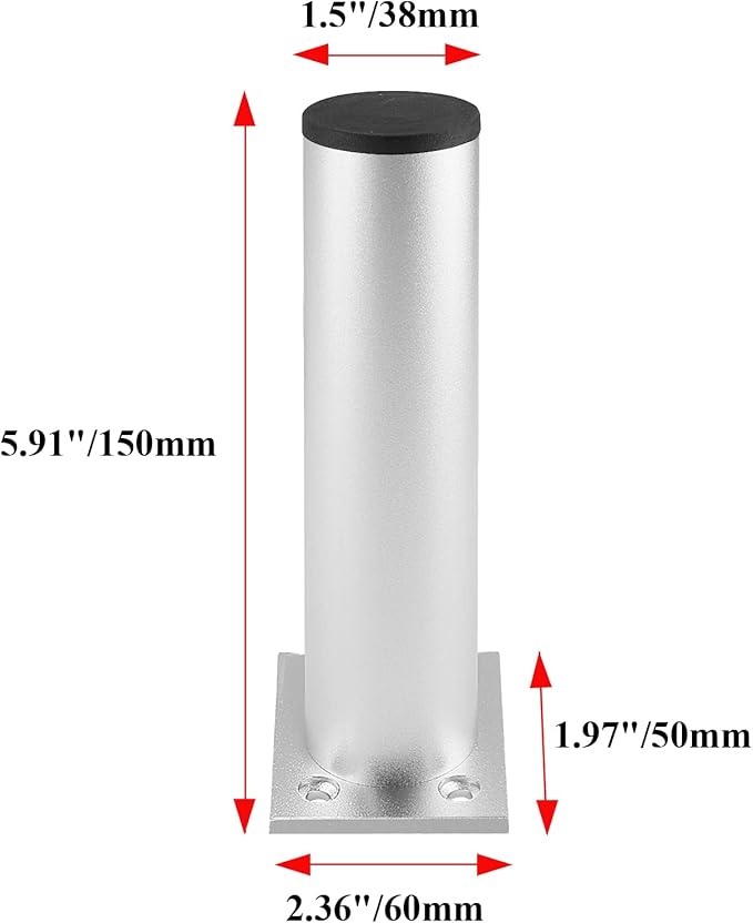 Set of 4 Furniture Legs 6 Inch, Adjustable Aluminum Alloy Cabinet Legs - Image 3