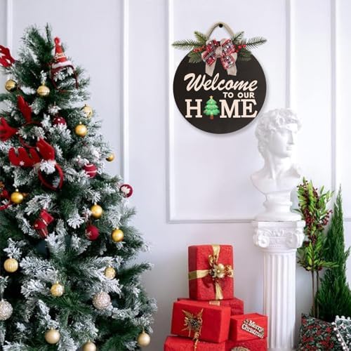Interchangeable Welcome Sign for Front Door Decoration with 4 Seasonal Wreaths and 14 Holiday Icons, Black Welcome Door Hanger, Rustic Wooden Front Porch Sign Home décor（Black） - Image 7