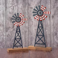Tandefio 2 Pcs 11.8 Inch Metal Patriotic Farmhouse Windmill Tabletop Decor by Tandefio