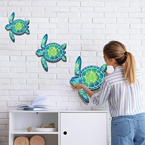 Bucherry 3 Sizes Wooden Sea Turtle Wall Decor Turtle Wall Art,Blue Green - Image 6