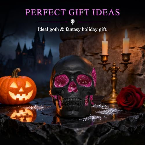 Black and Purple Resin Skull Figurine Statue. Good Gifts for Skull Lovers - Image 7