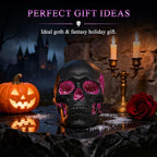 Black and Purple Resin Skull Figurine Statue. Good Gifts for Skull Lovers - Image 7