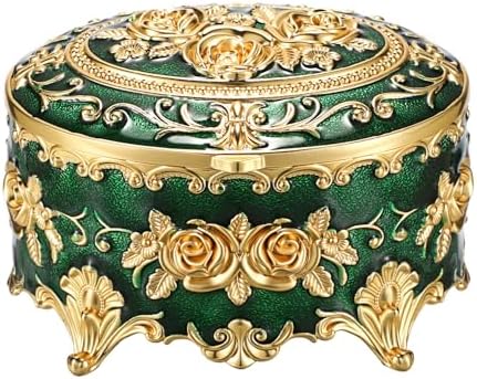 Hipiwe Vintage Jewelry Box Oval Trinket Ring Display Case, Antique Green by Hipiwe