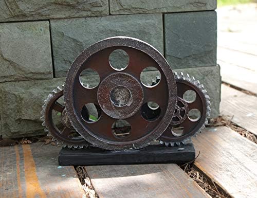 Industrial Steampunk Gear Train Figurine, Cog Wheel Statue, Resin Model, Home Bar Décor Ornament 7.7" H Copper - Image 5