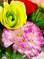 Admired By Nature 24 Stem Artificial Flowers Roses Carnation Blossom Mixed Bush Spring Faux Flower Indoor Wedding Home Decor, Cemetery Decorations for Grave, Red, Kiwi, Lavender - Image 6