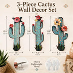 flangairy 3 Pcs Metal Cactus Wall Art, Southwestern Decor for Living Room - Image 2