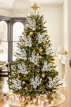 Oairse 8 Pcs Christmas Tree Picks and Sprays White Glitter Christmas Picks 26.8" Christmas Glitter Eucalyptus Leaves Stems for Christmas Tree Filler Branches Wreaths Centerpieces Holiday Decorations - Image 2