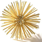 Gold Sphere Decor, Metal Gold Starburst Tabletop Sculpture Decor, Modern Metal Starburst Centerpiece, Spike Ball Decoration for Home Decor by MOCOME