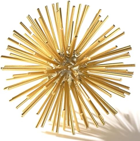 Gold Sphere Decor, Metal Gold Starburst Tabletop Sculpture Decor, Modern Metal Starburst Centerpiece, Spike Ball Decoration for Home Decor by MOCOME