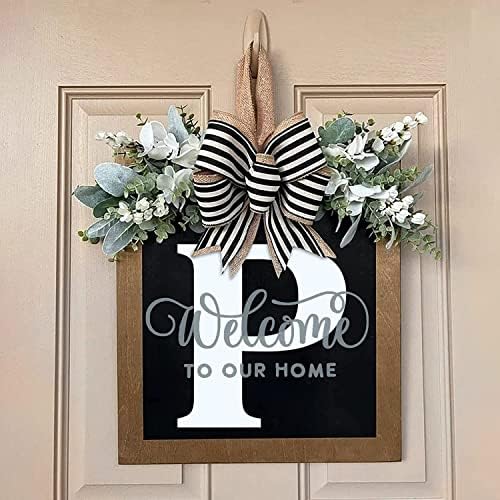Last Name Front Porch Decor, Welcome Sign Door Wreath, Outdoor Decorations, 26 Letter Hanging Wreath, Spring Monogram for All Seasons (P) - Image 3