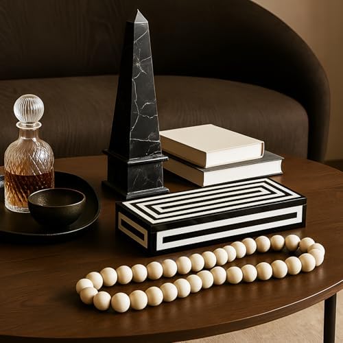 Handicrafts Home Decorative Remote Holder Box 10x2.5 – Slim Organizer Box with Lid for TV Remotes, Coffee Table Décor, Modern Shelf Box, Boho Home Décor Accent, Black and White Decorative Storage Box - Image 4